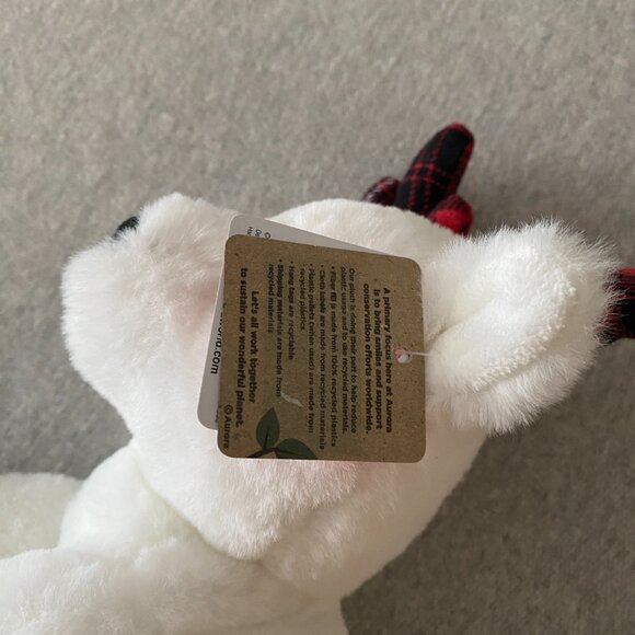 Aurora Red White Black Plaid Hooves Antlers White Holiday Reindeer 10" 2020 - Picture 9 of 12